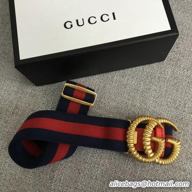 Luxury Gucci Web elastic belt with torchon Double G buckle 524101 red&blue