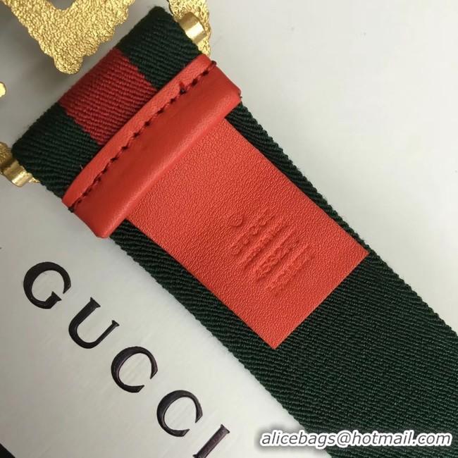 Best Price Gucci Web elastic belt with torchon Double G buckle 524101 red&green