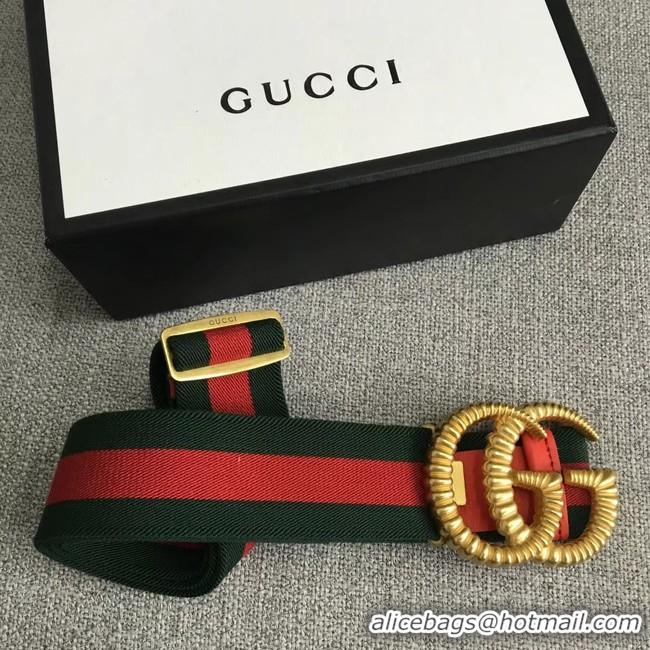 Best Price Gucci Web elastic belt with torchon Double G buckle 524101 red&green