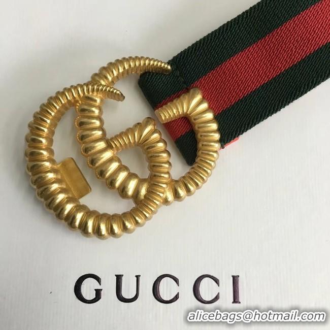 Best Price Gucci Web elastic belt with torchon Double G buckle 524101 red&green