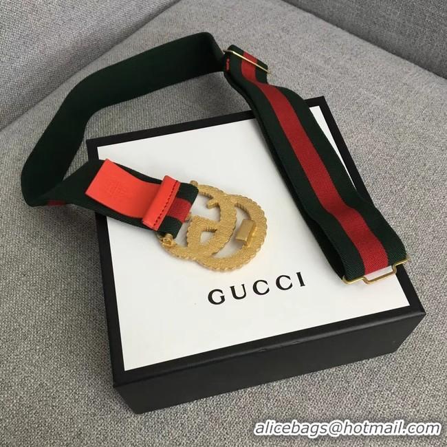 Best Price Gucci Web elastic belt with torchon Double G buckle 524101 red&green