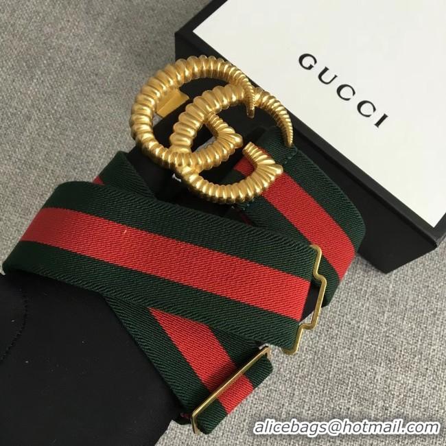 Best Price Gucci Web elastic belt with torchon Double G buckle 524101 red&green