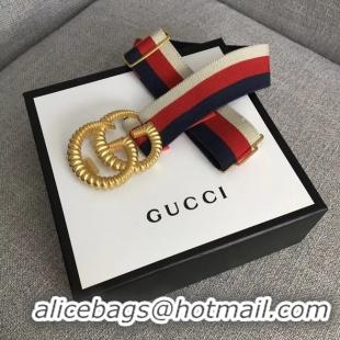 Purchase Gucci Web elastic belt with torchon Double G buckle 524101 red&white&blue