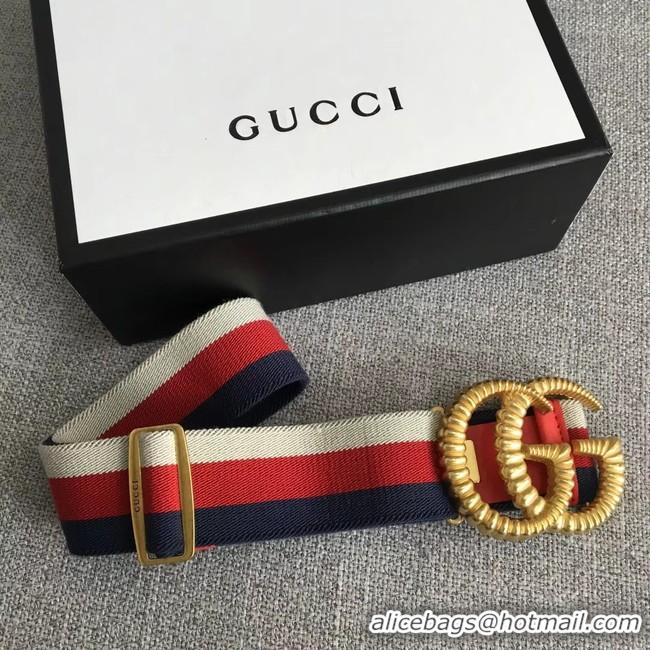 Purchase Gucci Web elastic belt with torchon Double G buckle 524101 red&white&blue