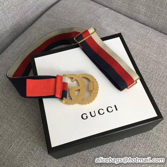 Purchase Gucci Web elastic belt with torchon Double G buckle 524101 red&white&blue