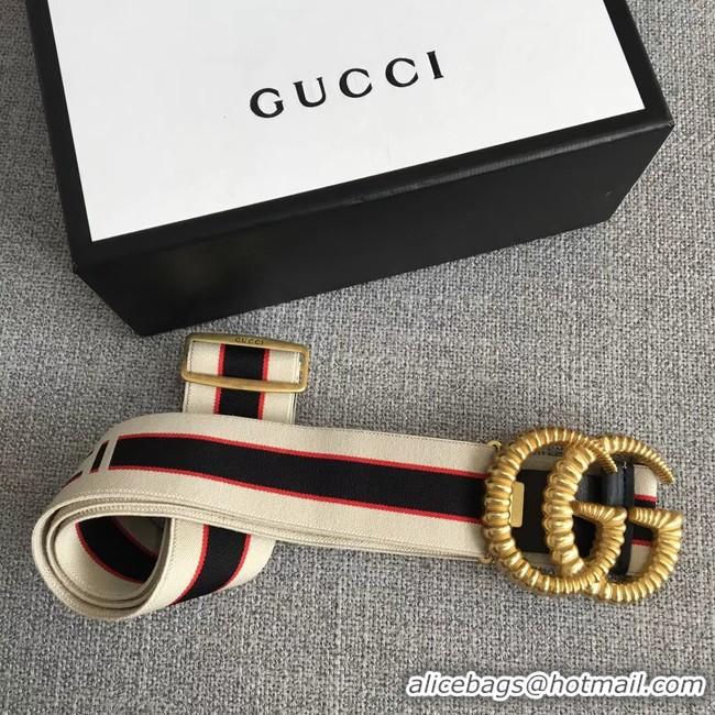 Comfortable Gucci Web elastic belt with torchon Double G buckle A524101 white&blue