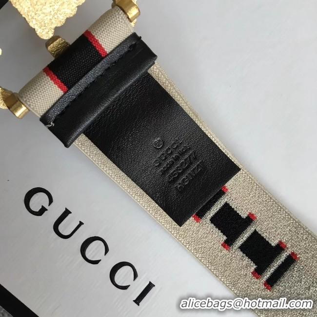 Comfortable Gucci Web elastic belt with torchon Double G buckle A524101 white&blue