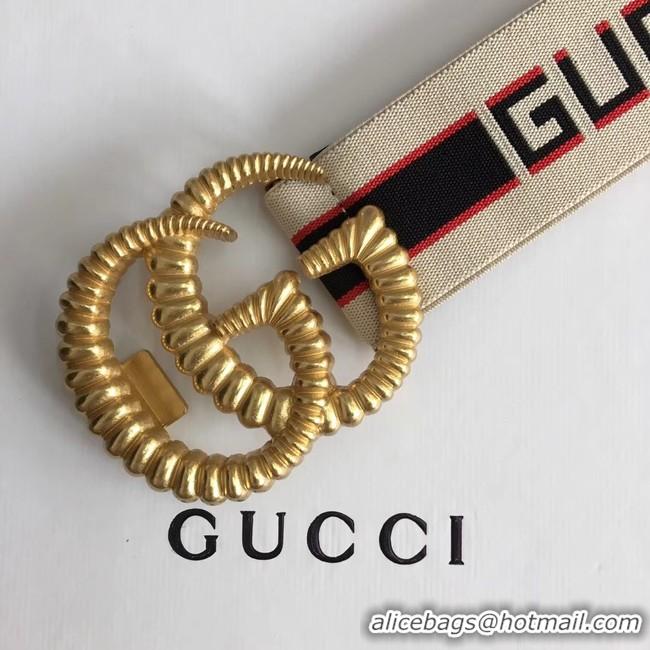 Comfortable Gucci Web elastic belt with torchon Double G buckle A524101 white&blue