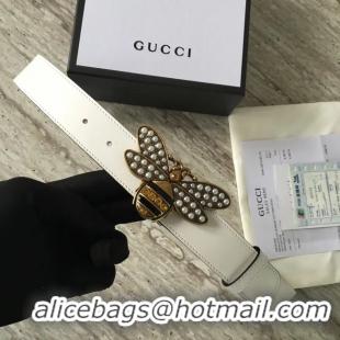 Most Popular Gucci Queen Margaret leather belt 499637 white