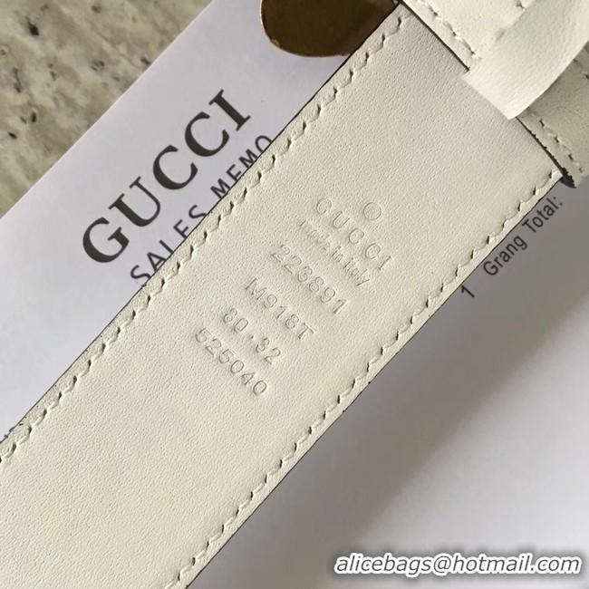 Most Popular Gucci Queen Margaret leather belt 499637 white