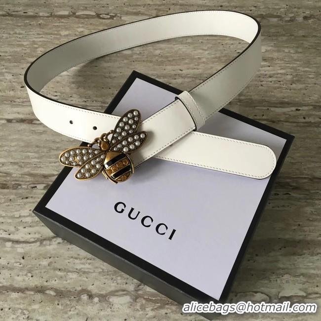 Most Popular Gucci Queen Margaret leather belt 499637 white