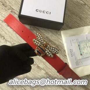 New Style Gucci Queen Margaret leather belt 499637 red