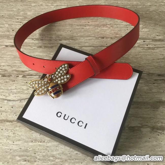 New Style Gucci Queen Margaret leather belt 499637 red