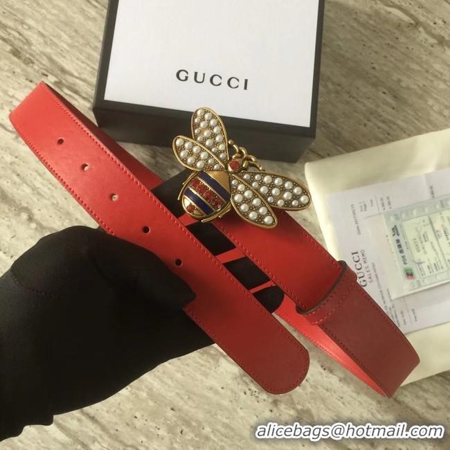 New Style Gucci Queen Margaret leather belt 499637 red