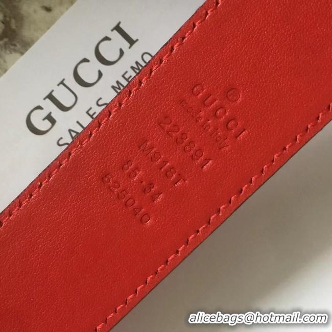 New Style Gucci Queen Margaret leather belt 499637 red