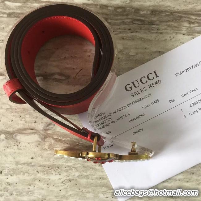 New Style Gucci Queen Margaret leather belt 499637 red