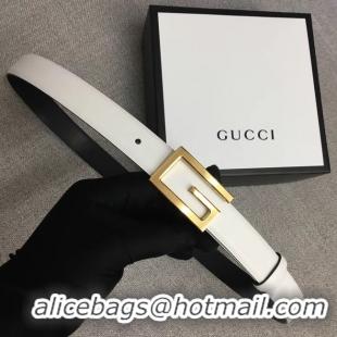 Unique Style Gucci Leather belt with G buckle 523305 white