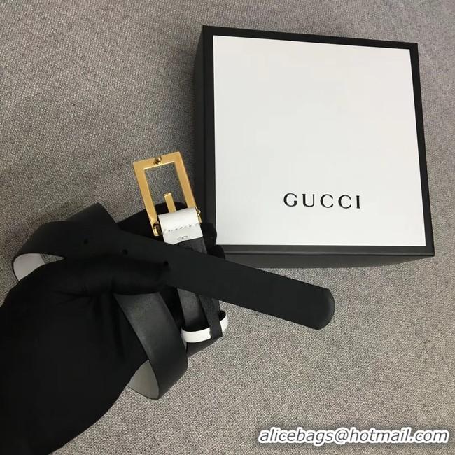 Unique Style Gucci Leather belt with G buckle 523305 white