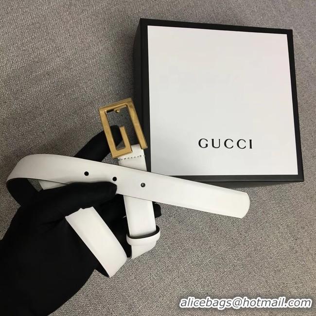 Unique Style Gucci Leather belt with G buckle 523305 white