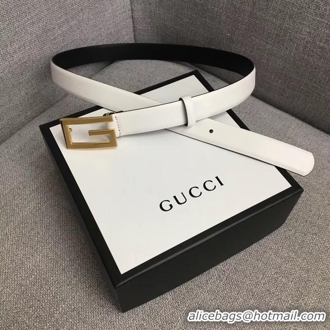 Unique Style Gucci Leather belt with G buckle 523305 white