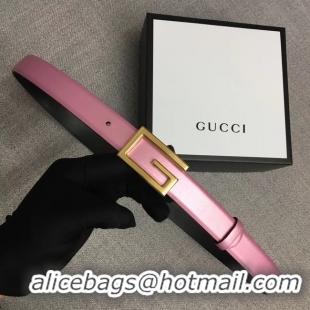 Trendy Design Gucci Leather belt with G buckle 523305 pink