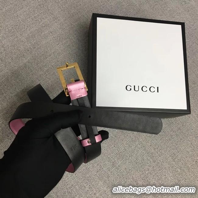 Trendy Design Gucci Leather belt with G buckle 523305 pink