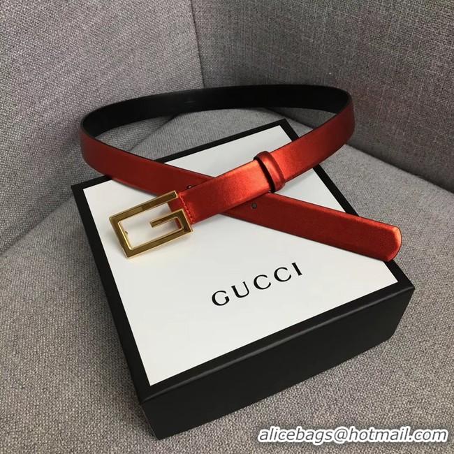 Perfect Gucci Leather belt with G buckle 523305 red