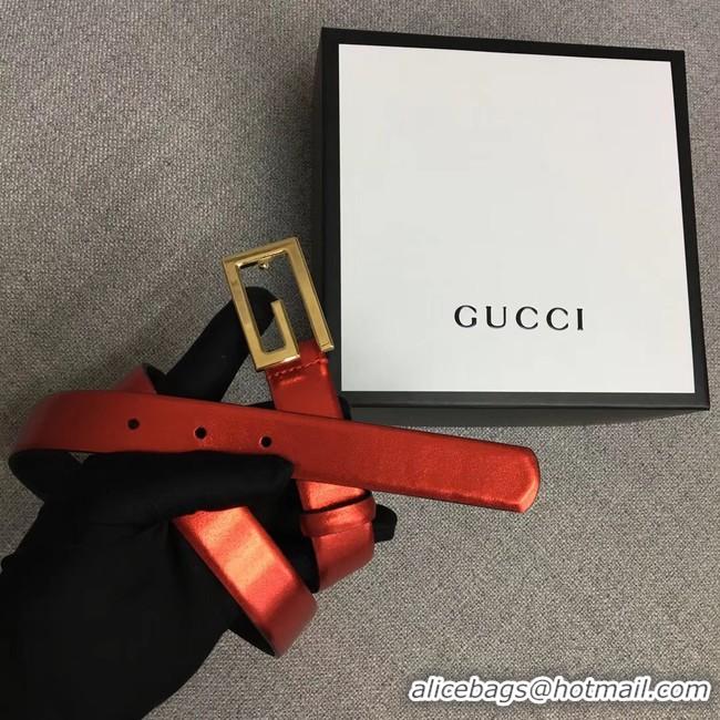 Perfect Gucci Leather belt with G buckle 523305 red