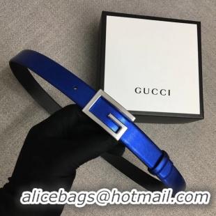 Good Quality Gucci Leather belt with G buckle 523305 blue