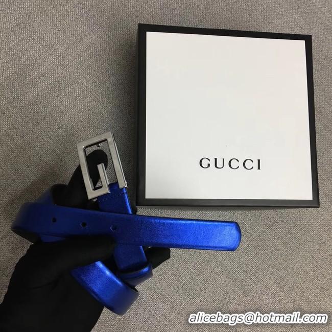 Good Quality Gucci Leather belt with G buckle 523305 blue