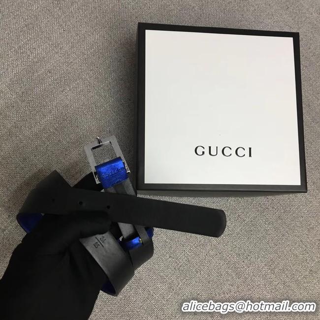 Good Quality Gucci Leather belt with G buckle 523305 blue