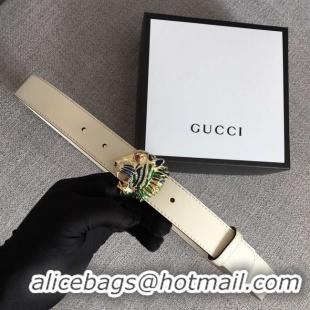 Top Quality Gucci Leather belt with tiger head 543152 white