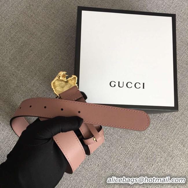 Popular Style Gucci Leather belt with tiger head 543152 pink