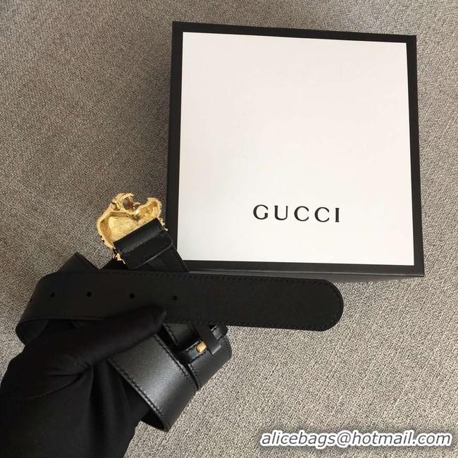 Duplicate Gucci Leather belt with tiger head 543152 black