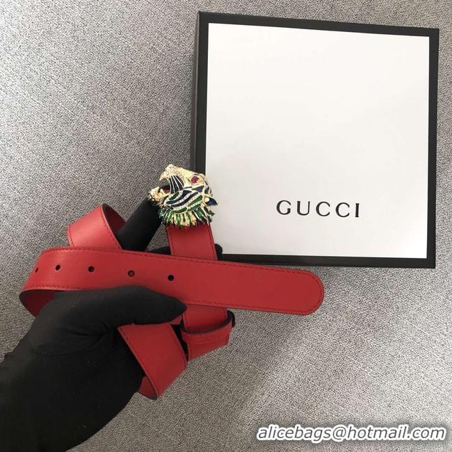 Best Price Gucci Leather belt with tiger head 543152 red