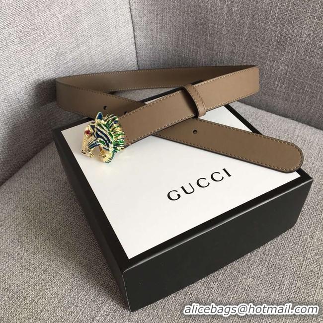 Super Quality Gucci Leather belt with tiger head 543152 grey