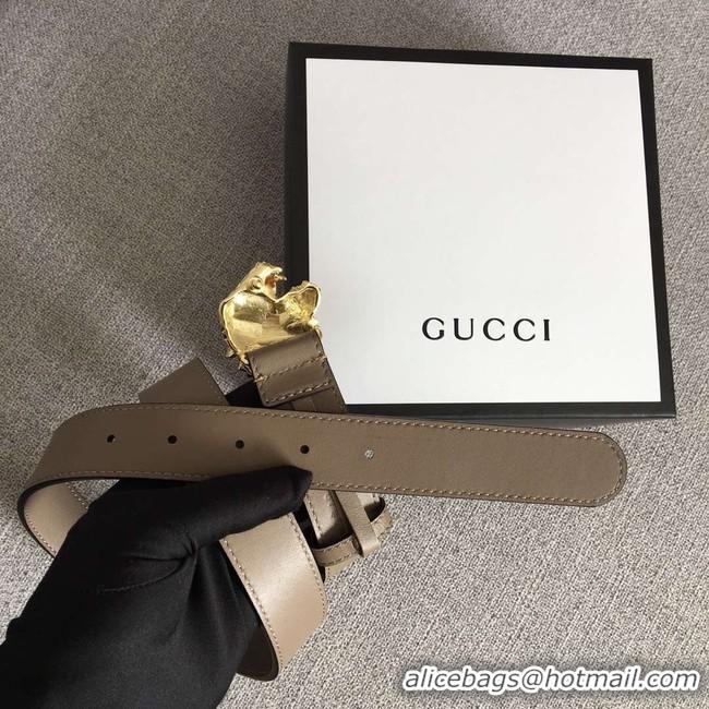 Super Quality Gucci Leather belt with tiger head 543152 grey