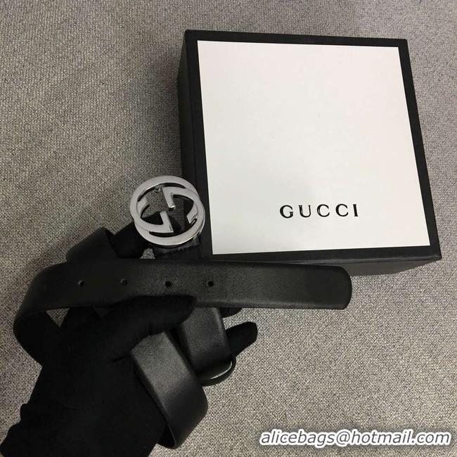 Good Product Gucci Leather belt with Double G buckle 406831 black