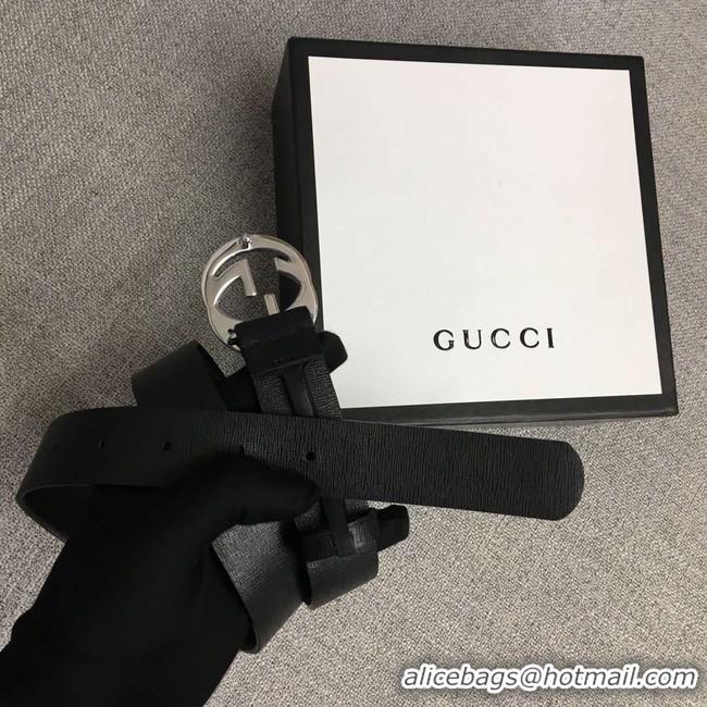 Good Product Gucci Leather belt with Double G buckle 406831 black