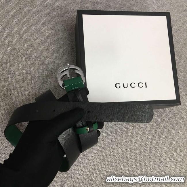 New Design Gucci Leather belt with Double G buckle 406831 green