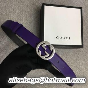 Best Quality Gucci Leather belt with Double G buckle 406831 purple