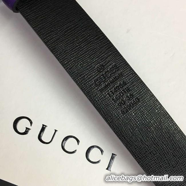 Best Quality Gucci Leather belt with Double G buckle 406831 purple