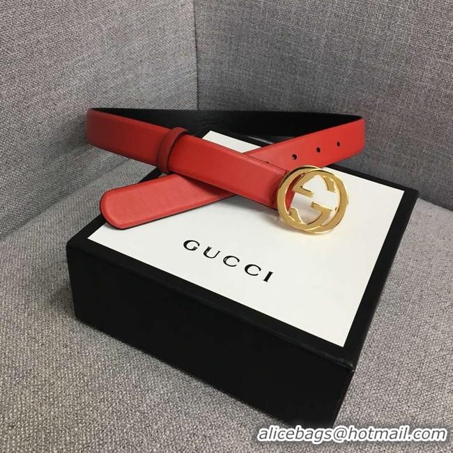 Grade Gucci Leather belt with Double G buckle 406831 red