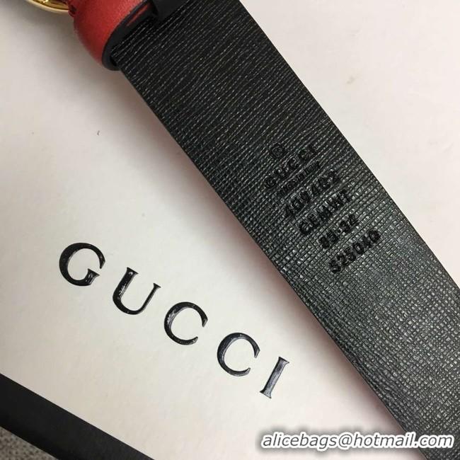 Grade Gucci Leather belt with Double G buckle 406831 red