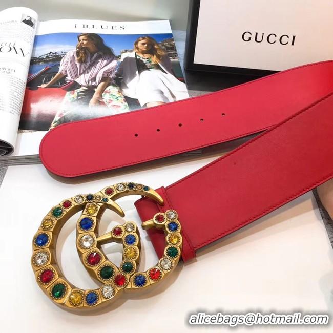 Trendy Design Gucci Wide leather belt with Double G 550111 red