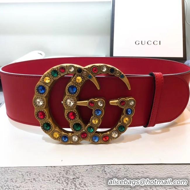 Trendy Design Gucci Wide leather belt with Double G 550111 red