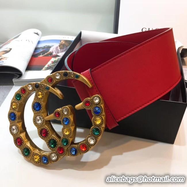 Trendy Design Gucci Wide leather belt with Double G 550111 red