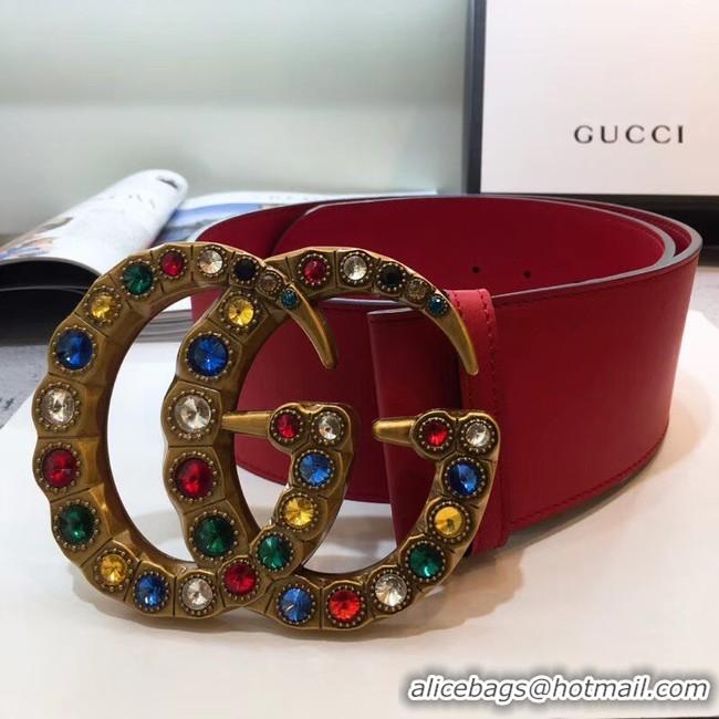 Trendy Design Gucci Wide leather belt with Double G 550111 red