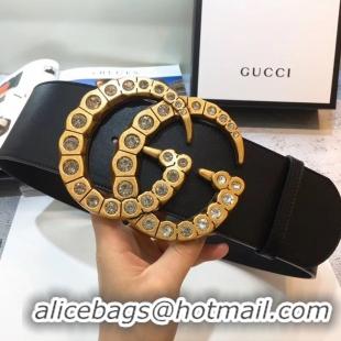 Best Price Gucci Wide leather with crystal Double G buckle 550110 black