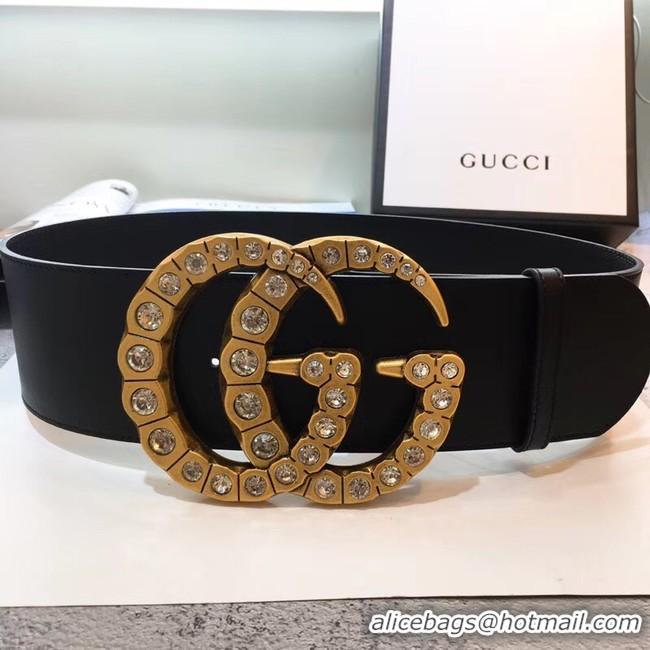 Best Price Gucci Wide leather with crystal Double G buckle 550110 black